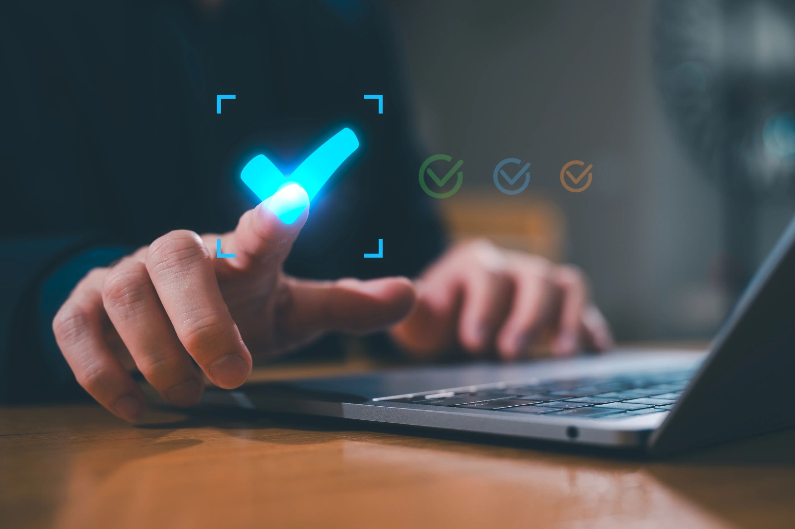 Modern technology office with digital displays